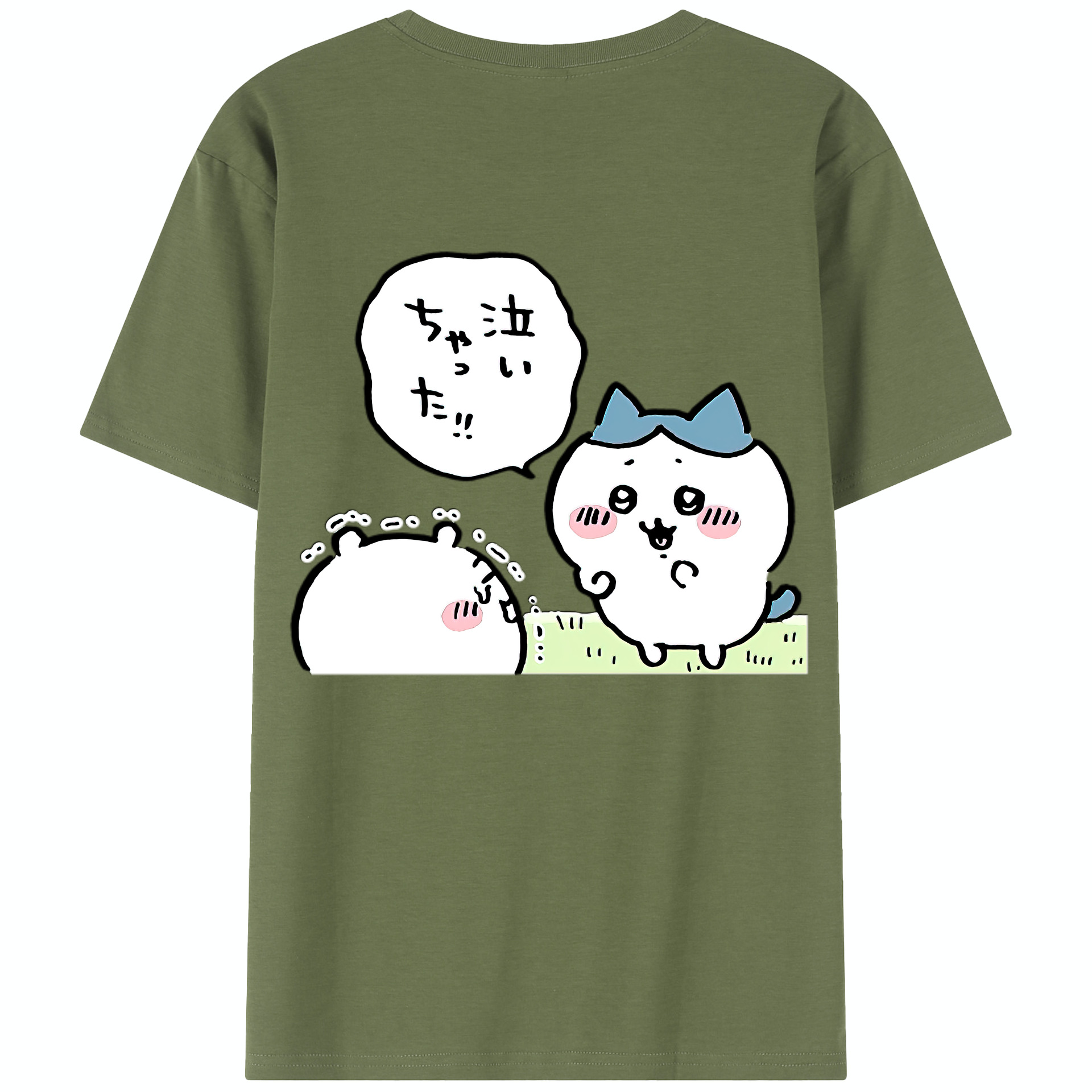（画像用） ちいかわ ハチワレ Chii-kawa hachiware 綿100％半袖Tシャツ（背面プリント）
